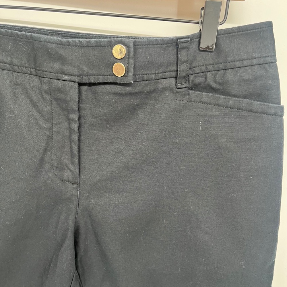 Charter Club Bermuda Shorts Women 12 Black Cotton Stretch Casual Classic Preppy - Picture 4 of 7